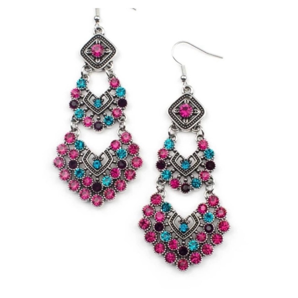Paparazzi Pink and Blue Dangle Earrings
